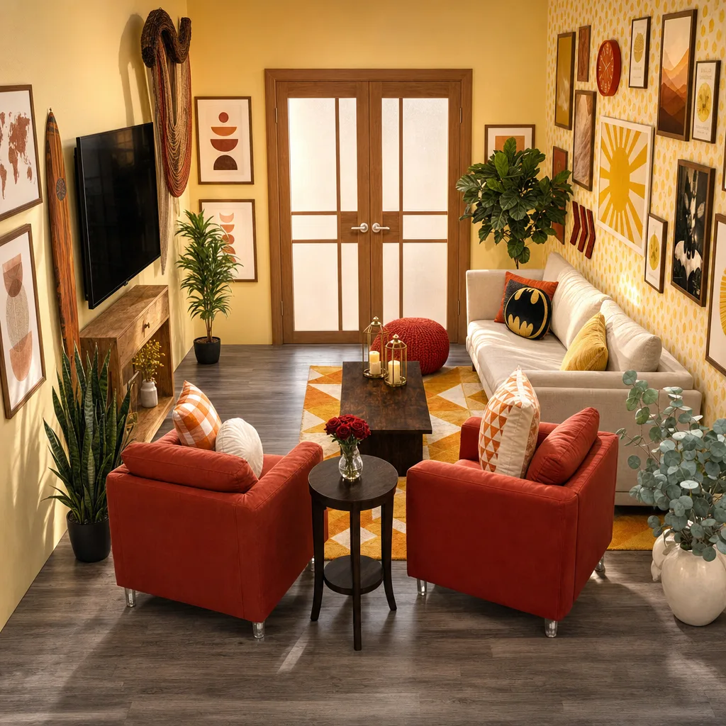 Entry in Colorful Maximalist Living Room