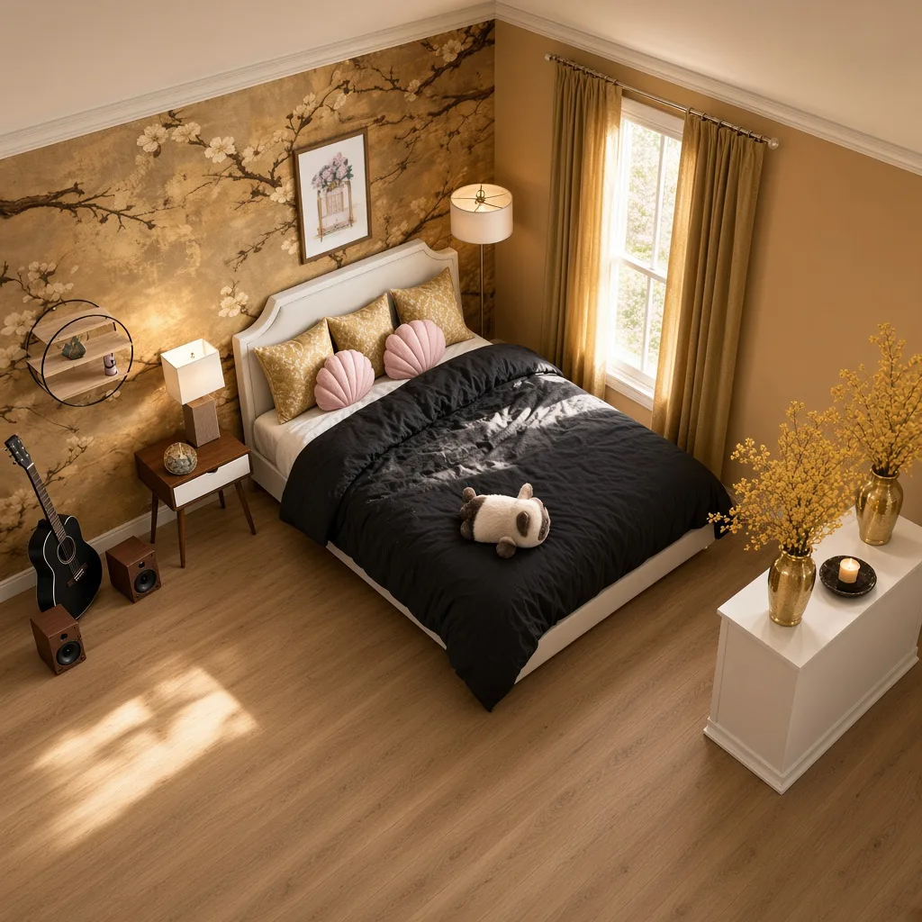 Entry in Golden Vintage Guest Room