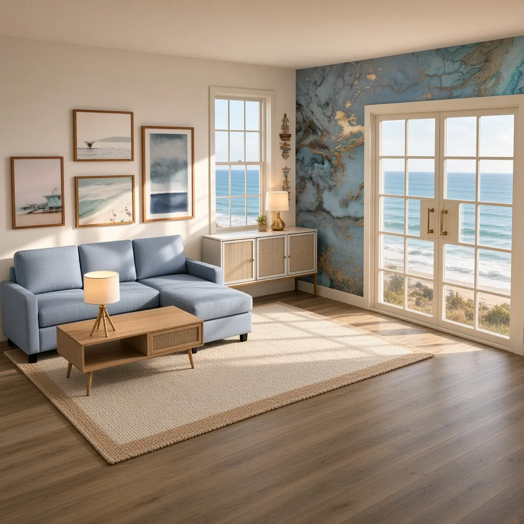 Entry in Calm Coastal Living Room