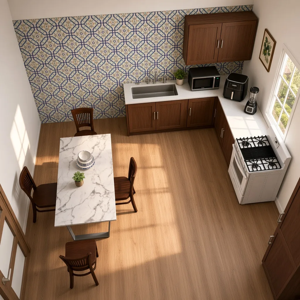 Entry in Mid-Century Modern Kitchen