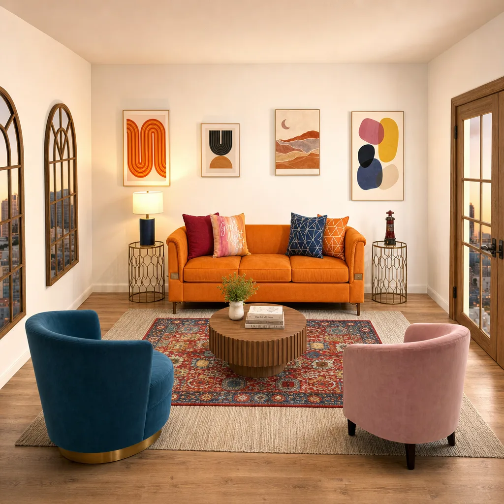 Entry in Colorful Maximalist Living Room
