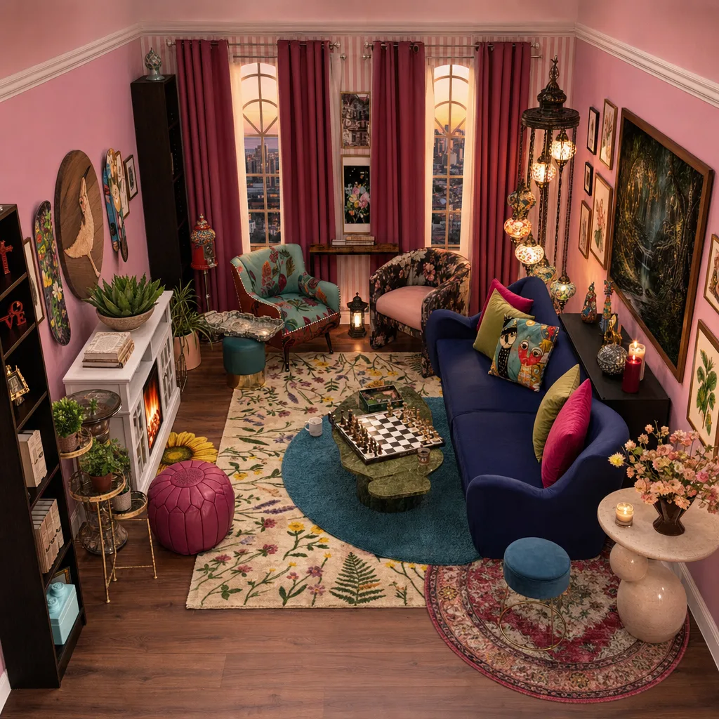 Entry in Colorful Maximalist Living Room