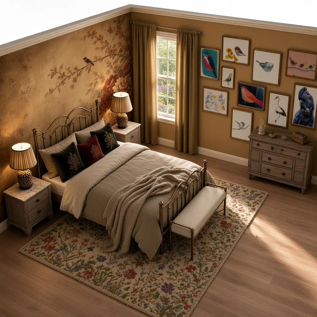 Entry in Golden Vintage Guest Room