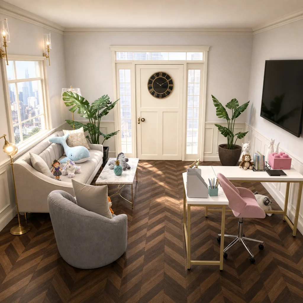 Entry in Opulent Gold and Marble Lounge
