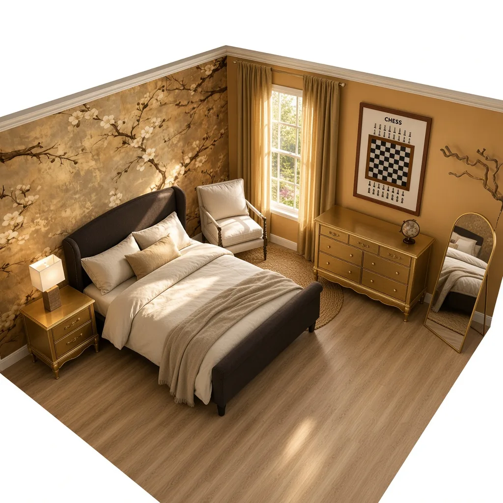 Entry in Golden Vintage Guest Room