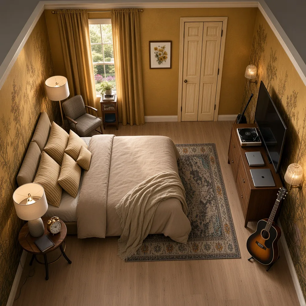 Entry in Golden Vintage Guest Room