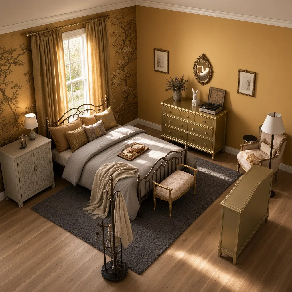 Entry in Golden Vintage Guest Room