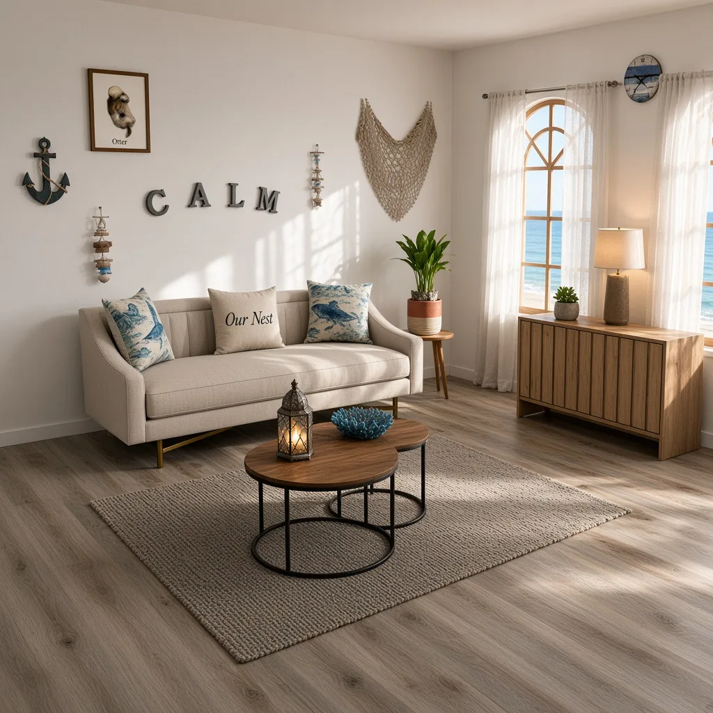 Entry in Calm Coastal Living Room