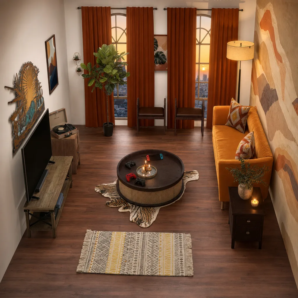 Entry in Colorful Maximalist Living Room