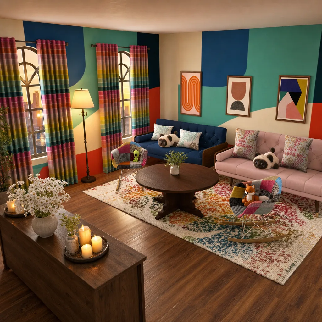 Entry in Colorful Maximalist Living Room