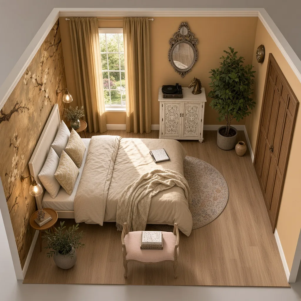 Entry in Golden Vintage Guest Room