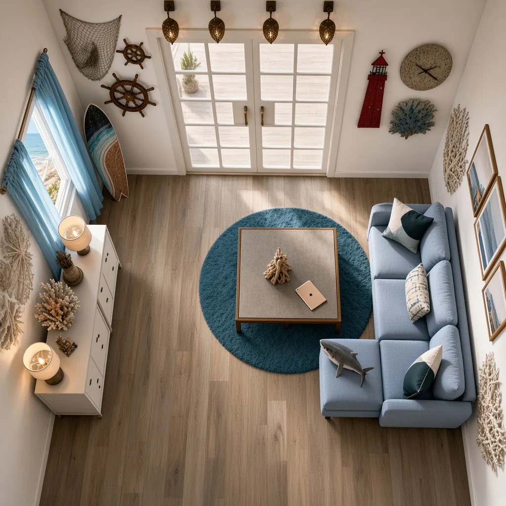 Entry in Calm Coastal Living Room