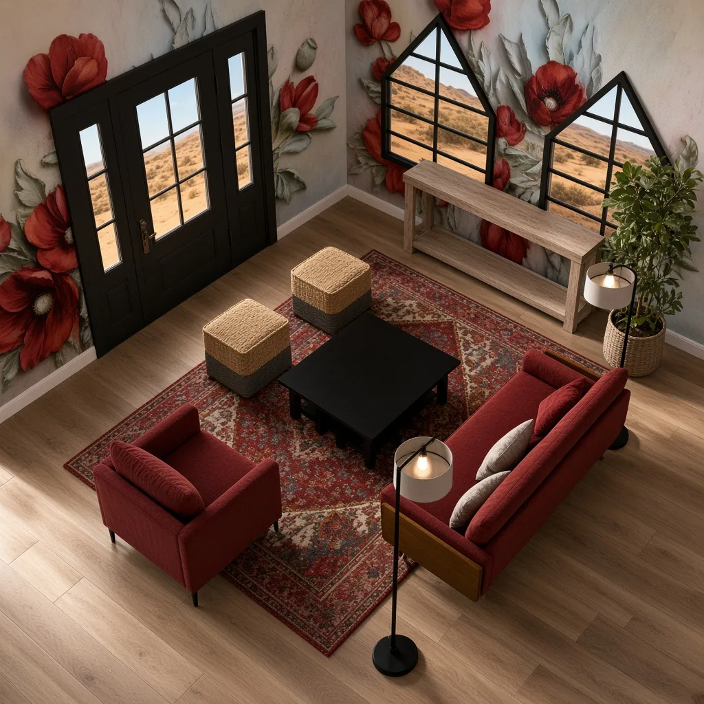 Entry in Cultural Fusion Living Room