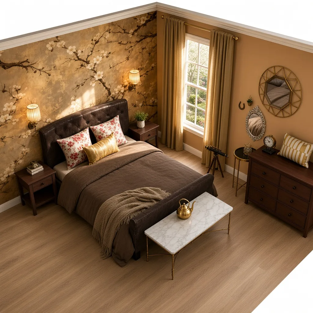 Entry in Golden Vintage Guest Room