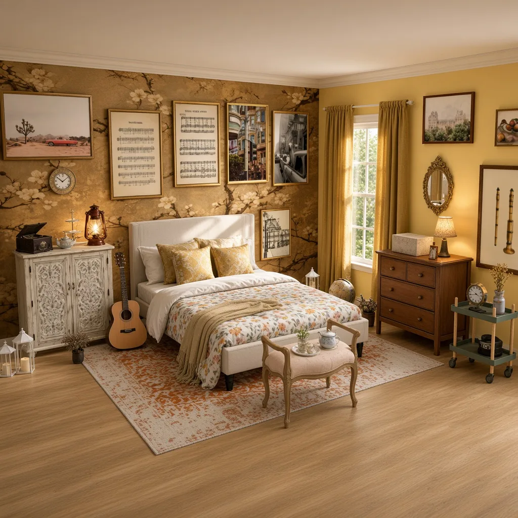 Entry in Golden Vintage Guest Room