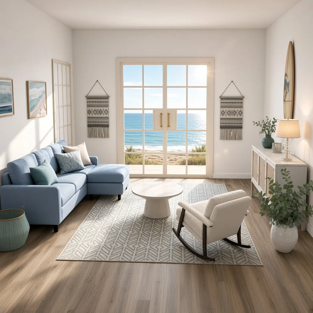 Entry in Calm Coastal Living Room