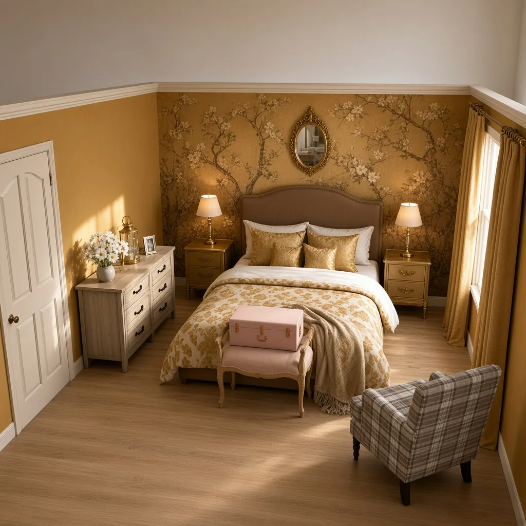 Entry in Golden Vintage Guest Room