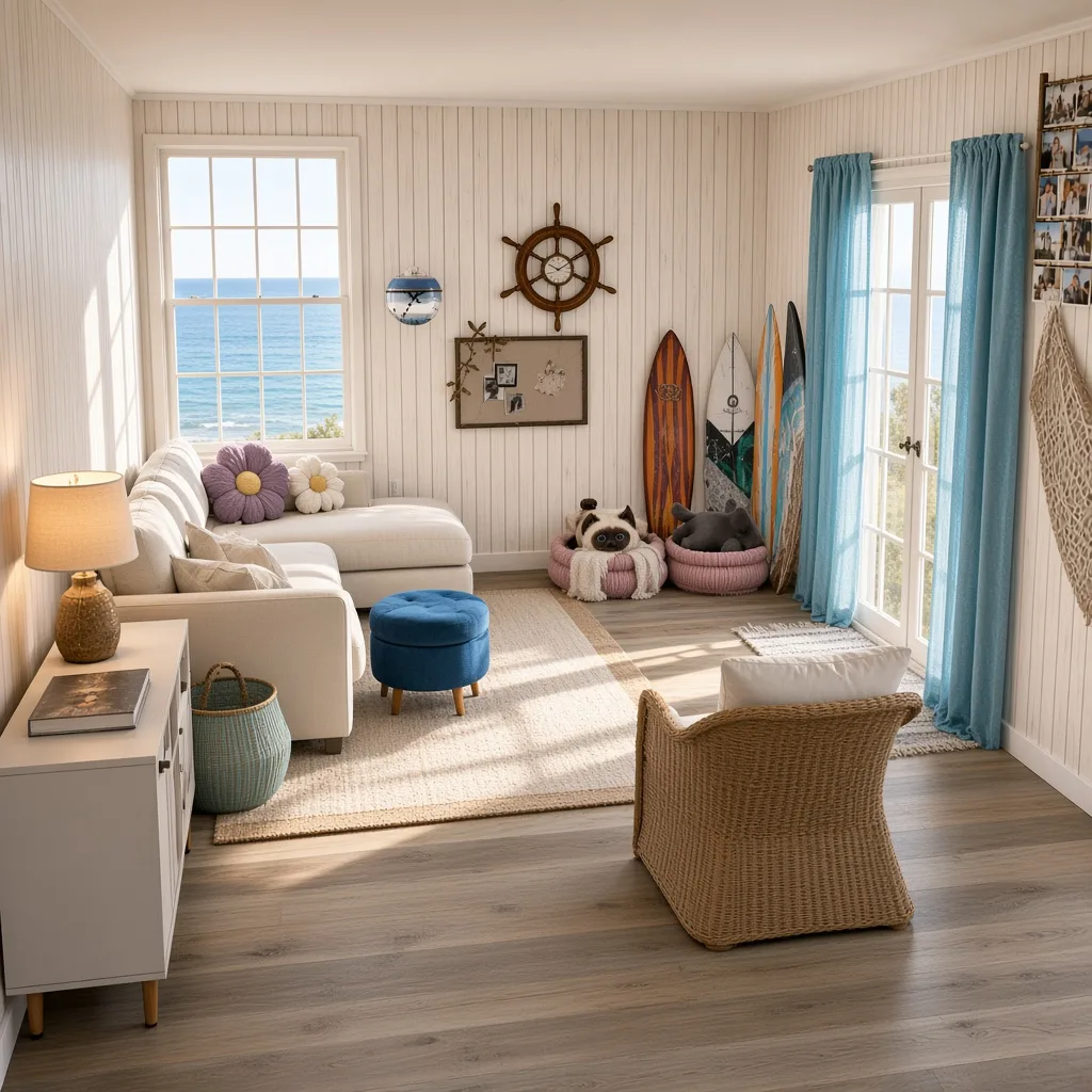 Entry in Calm Coastal Living Room