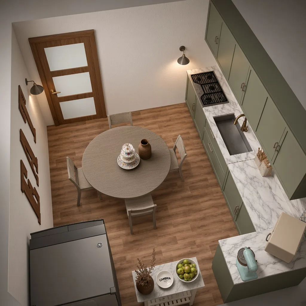 Entry in Mid-Century Modern Kitchen