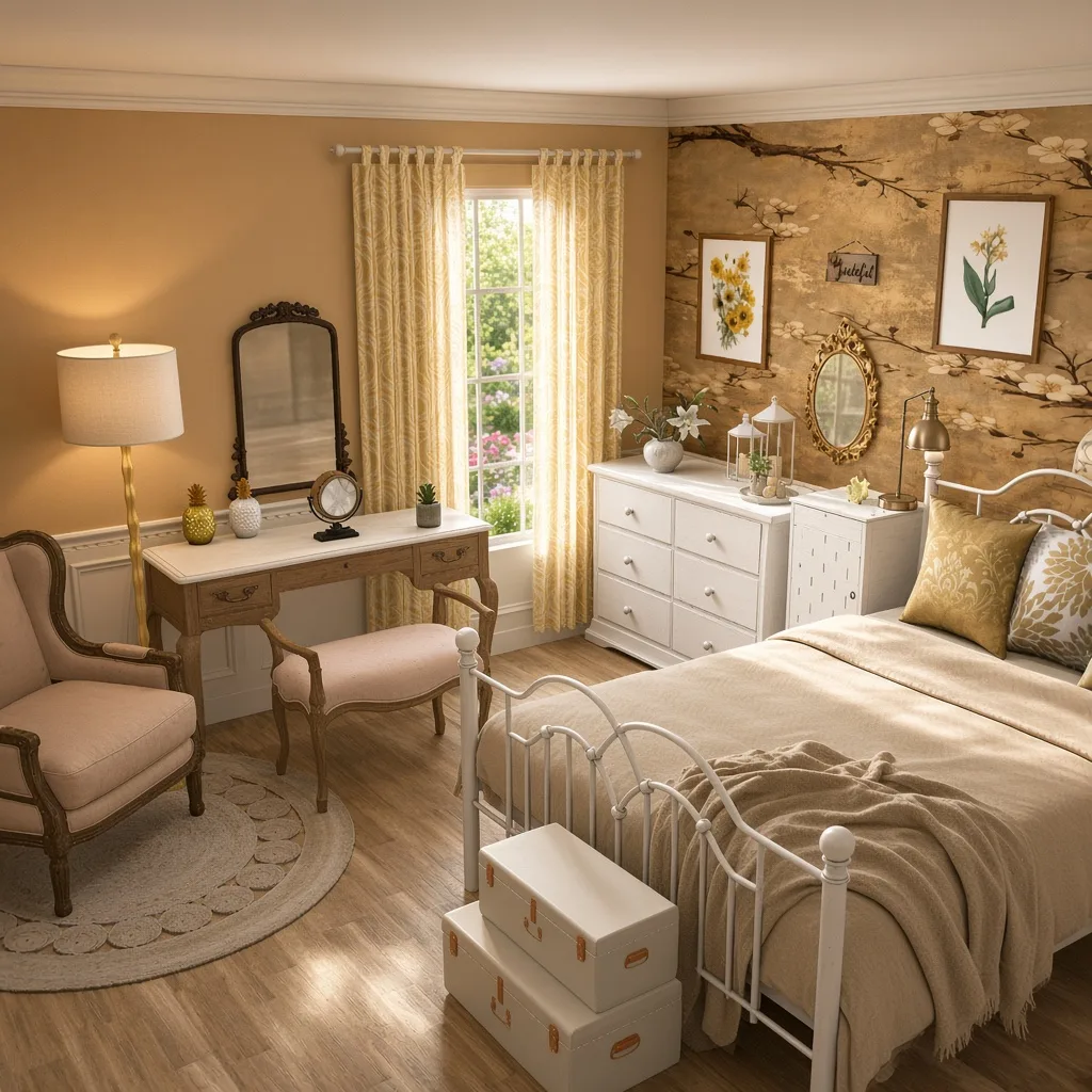 Entry in Golden Vintage Guest Room