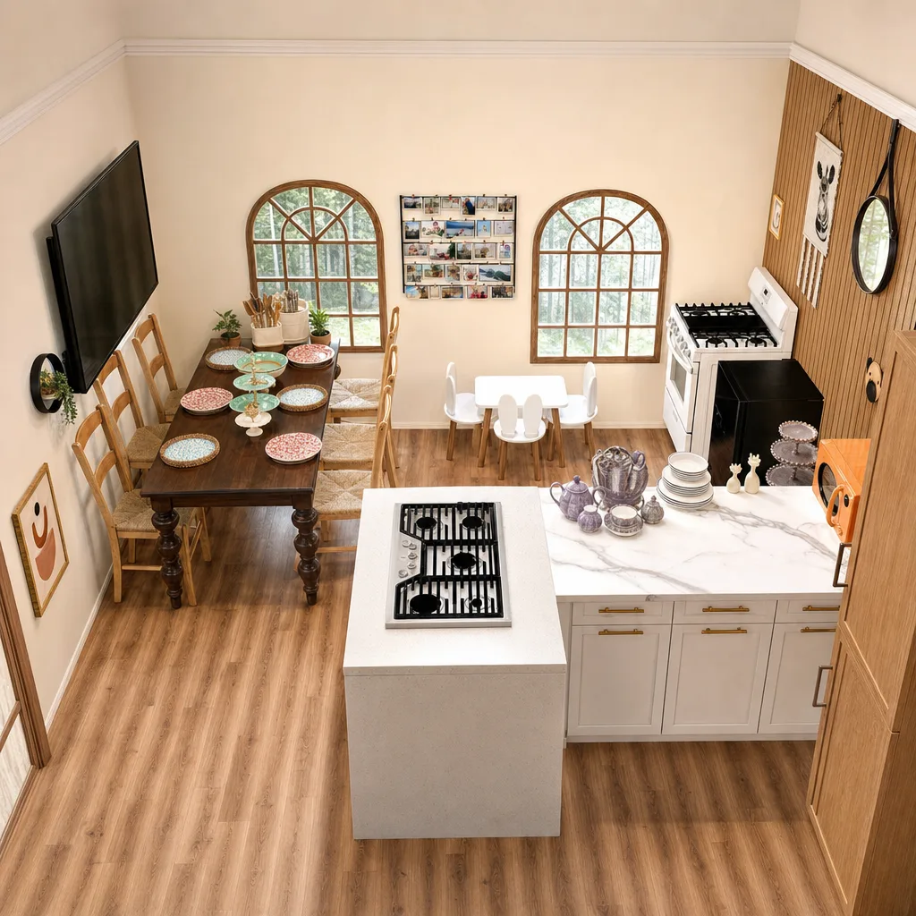 Entry in Warm Wooden Dining