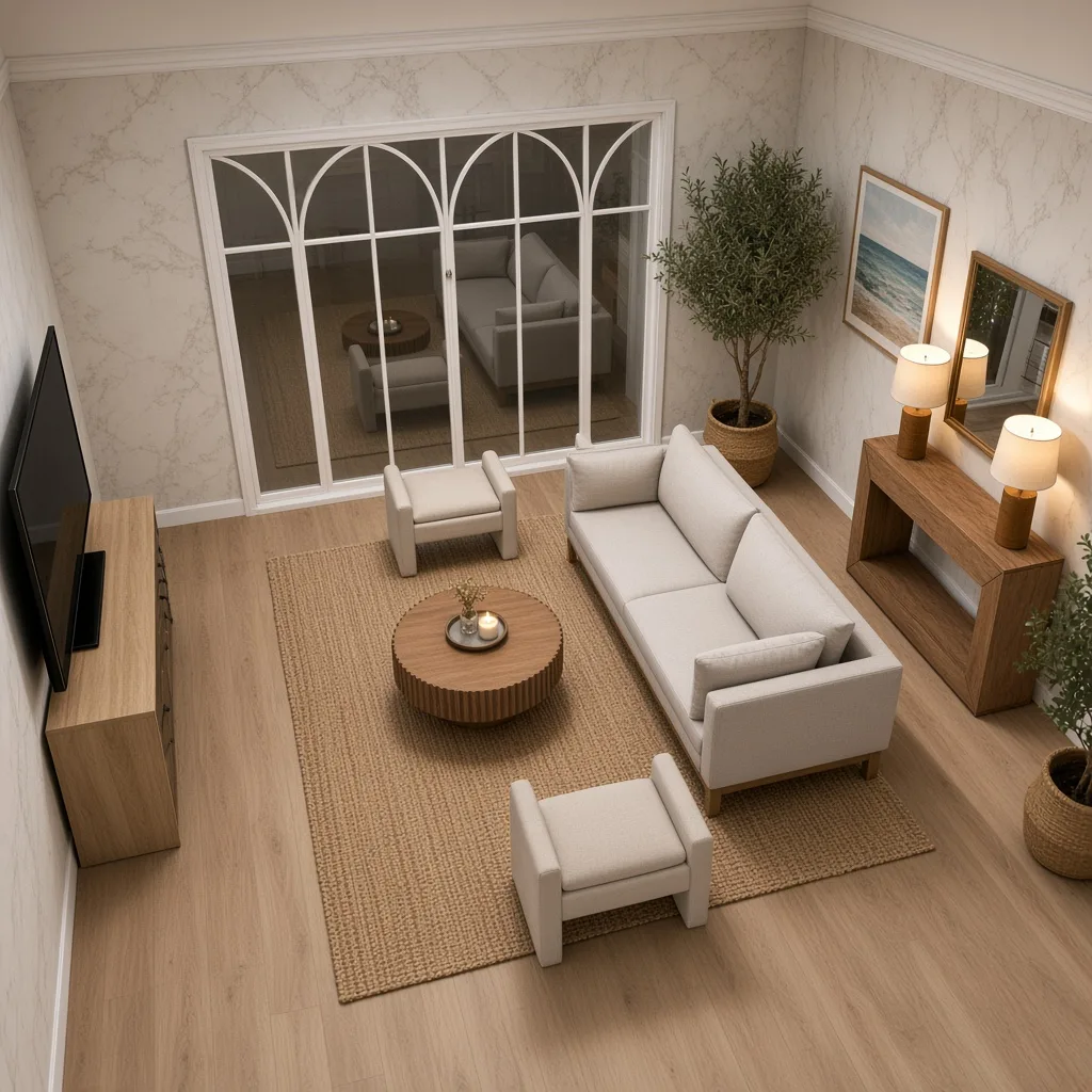 Entry in Calm Coastal Living Room