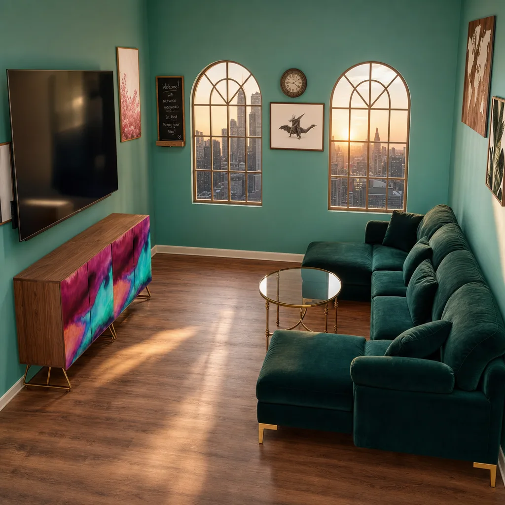 Entry in Colorful Maximalist Living Room