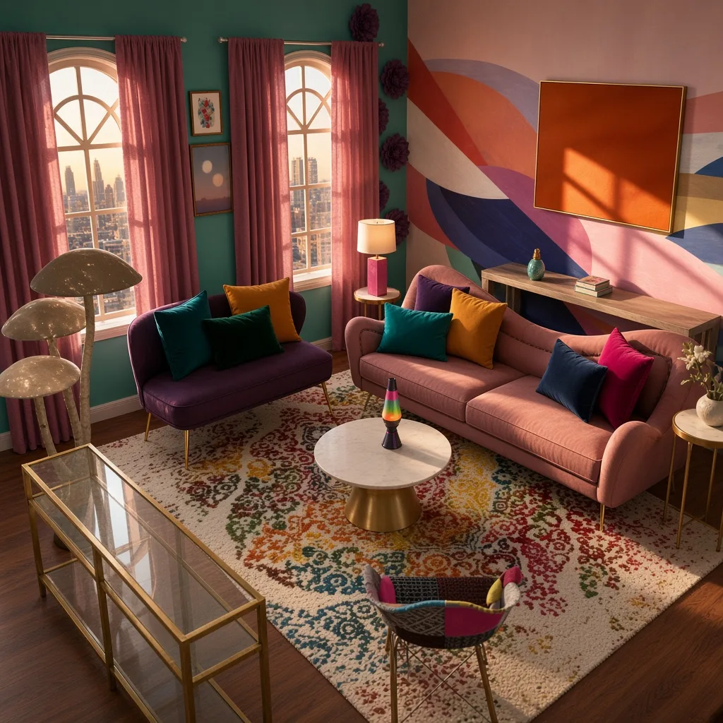 Entry in Colorful Maximalist Living Room