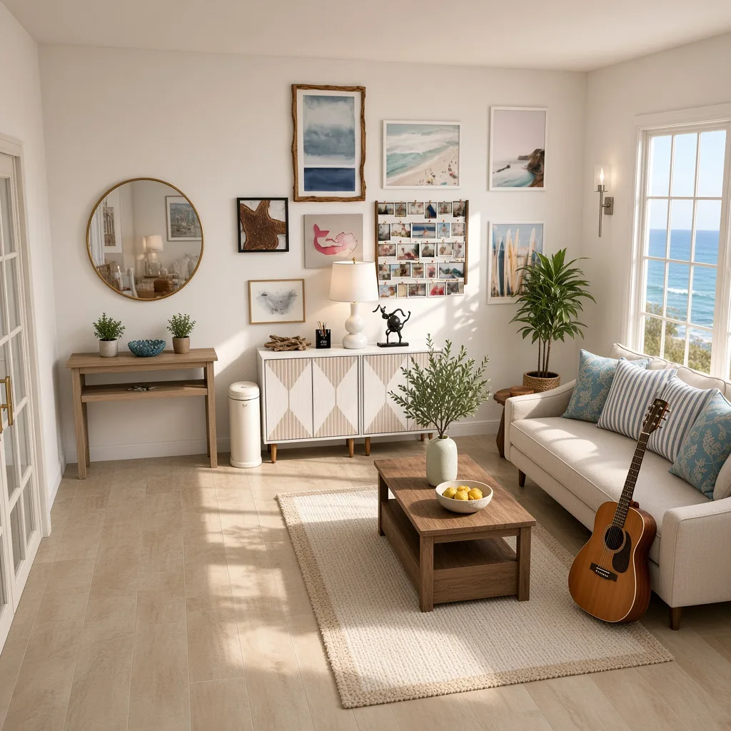 Entry in Calm Coastal Living Room