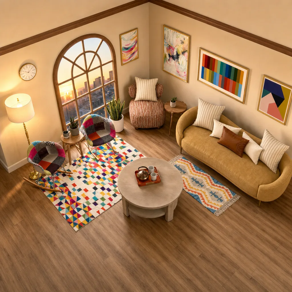 Entry in Colorful Maximalist Living Room
