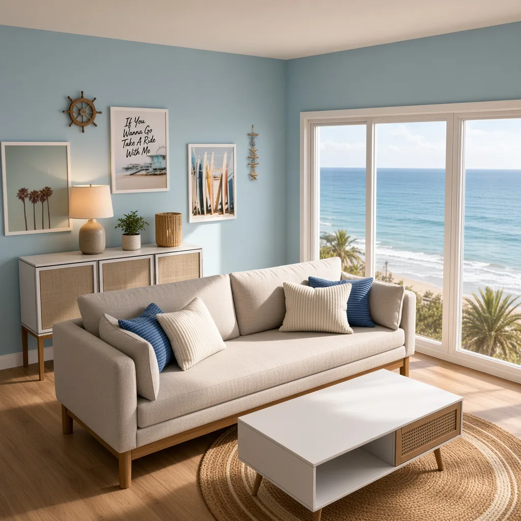 Entry in Calm Coastal Living Room