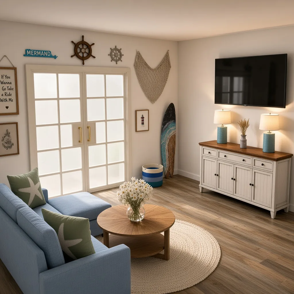 Entry in Calm Coastal Living Room