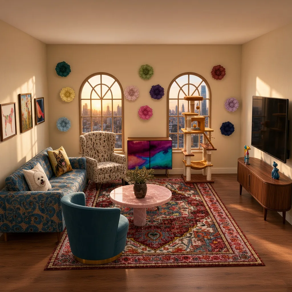 Entry in Colorful Maximalist Living Room