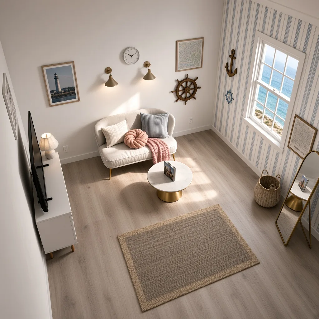 Entry in Calm Coastal Living Room