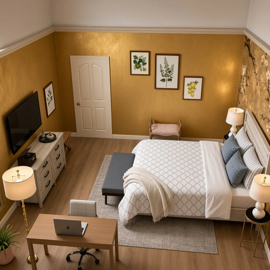 Entry in Golden Vintage Guest Room