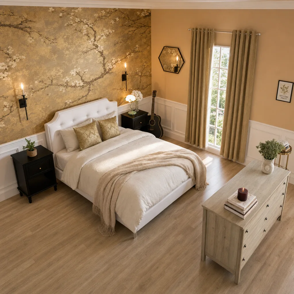Entry in Golden Vintage Guest Room