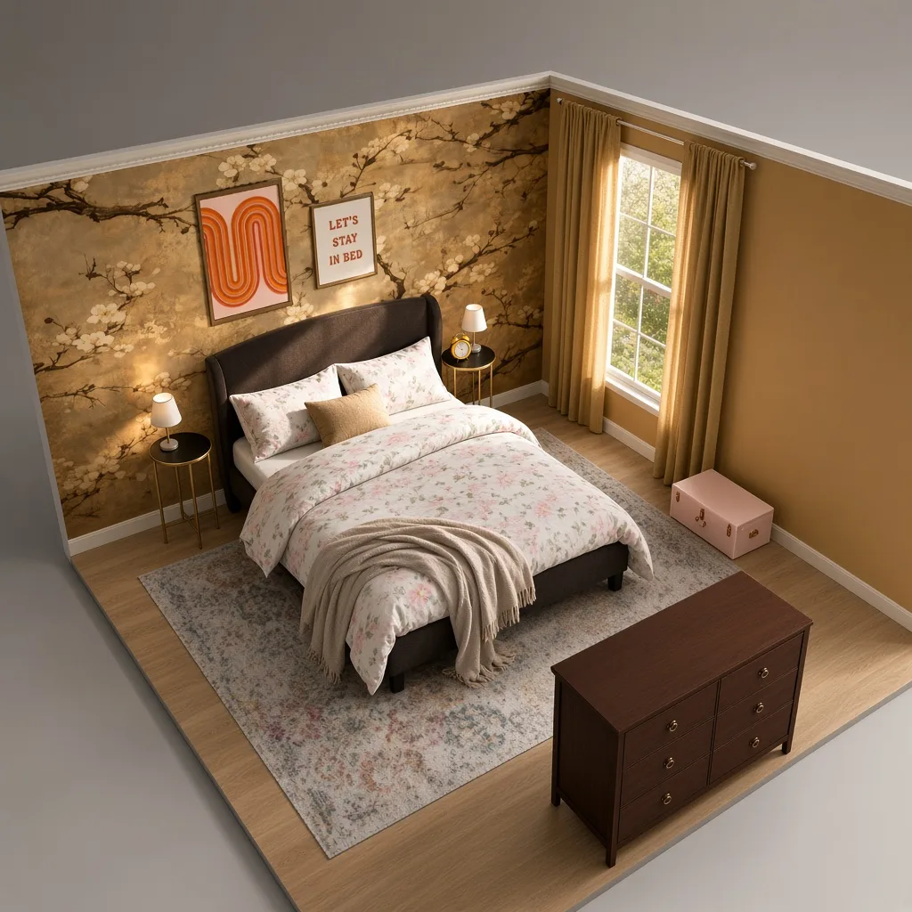 Entry in Golden Vintage Guest Room