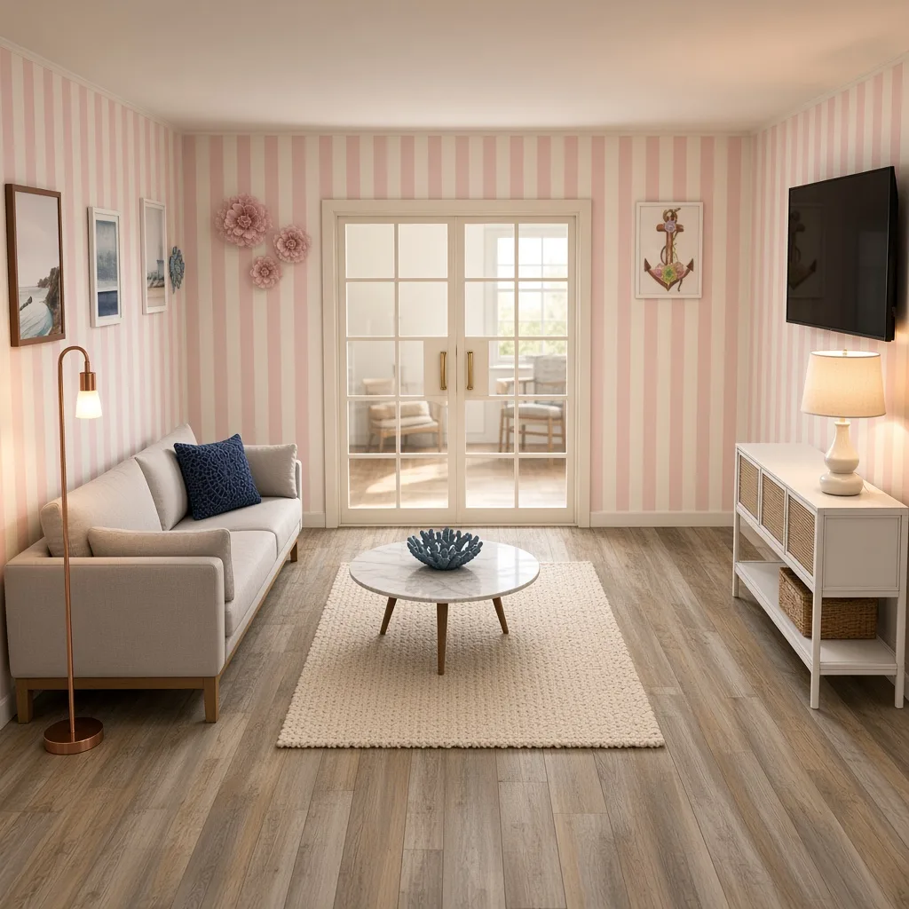 Entry in Calm Coastal Living Room