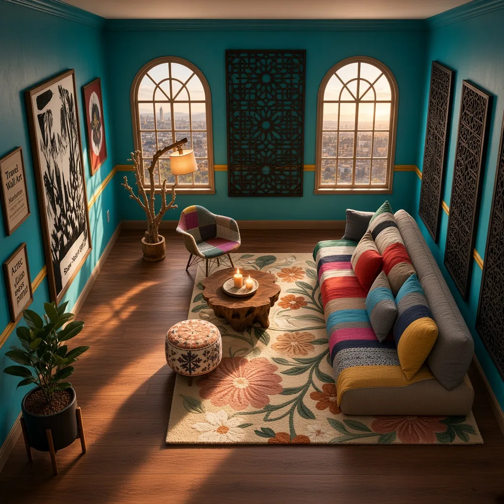 Entry in Colorful Maximalist Living Room