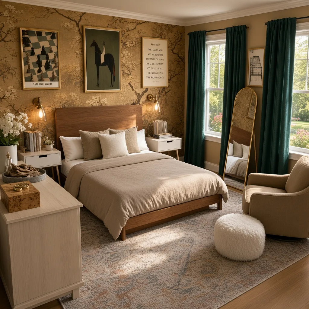 Entry in Golden Vintage Guest Room