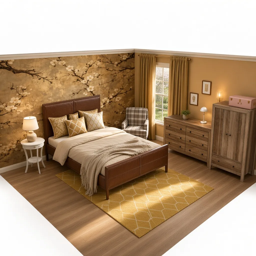 Entry in Golden Vintage Guest Room