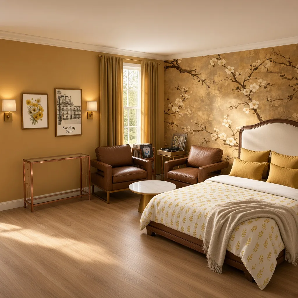 Entry in Golden Vintage Guest Room