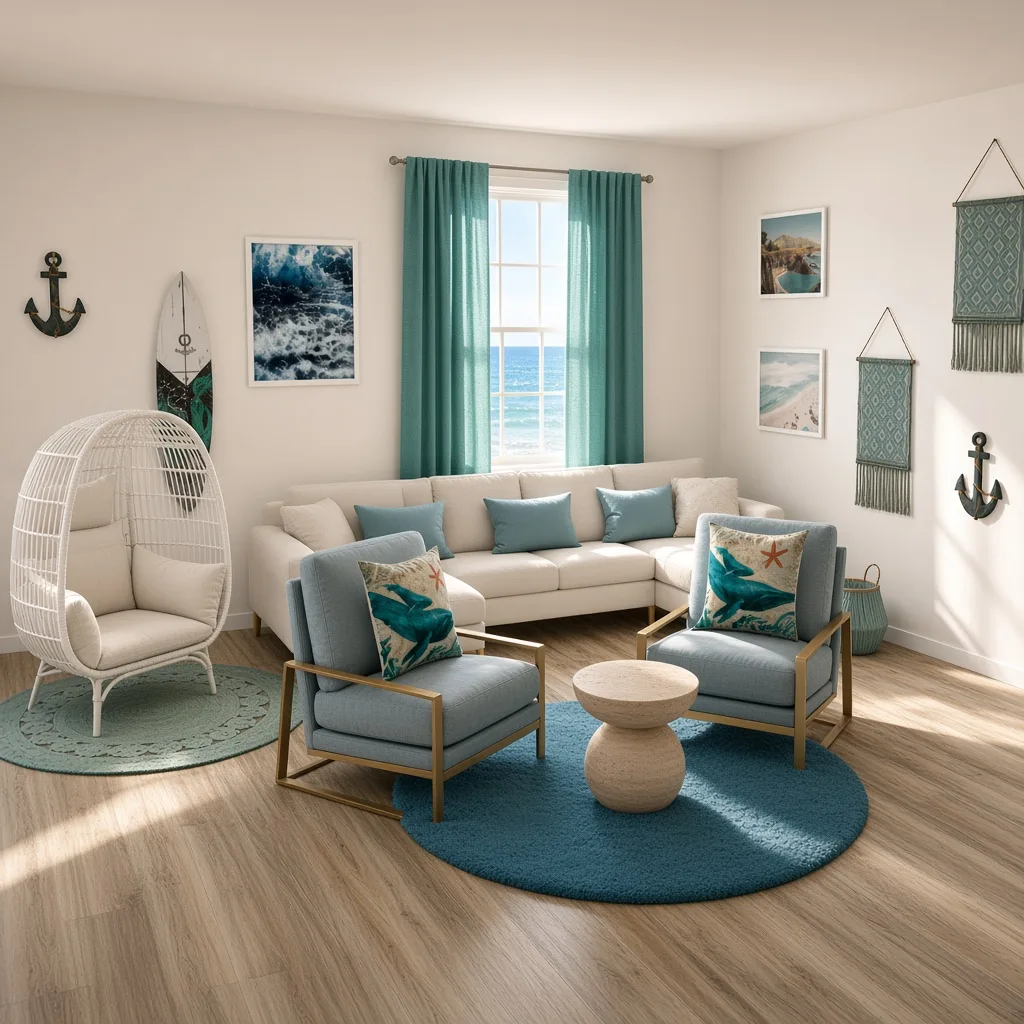 Entry in Calm Coastal Living Room