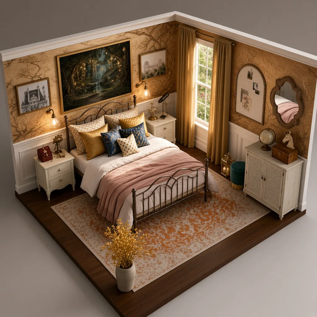 Entry in Golden Vintage Guest Room